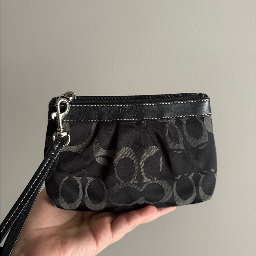 Coach Black and Gray Signature Wristlet
